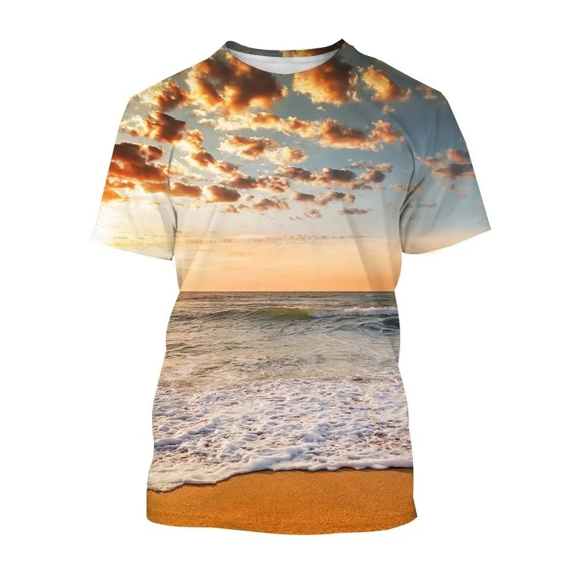 

Ocean Seaside Scenery Beach T Shirt 3D Print New Fashion Short-Sleeved Hip-Hop T-shirt Streetwear Cool Tee Shirts Clothing
