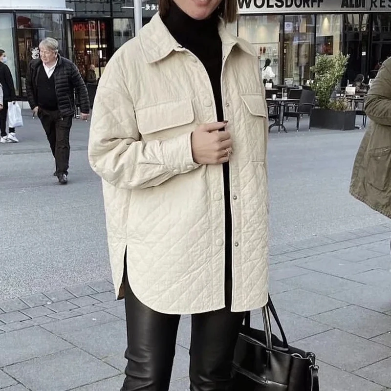 Women's Shirt Jackets Coats Thin Parkas Jackets Geometry Plaid Long Sleeve Coat Pocket Button Coat Ladies Vintage Woman Outwear
Women's Shirt Jackets Coats Thin Parkas Jackets Geometry Plaid Long Sleeve Coat Pocket Button Coat Ladies Vintage Woman Outwear