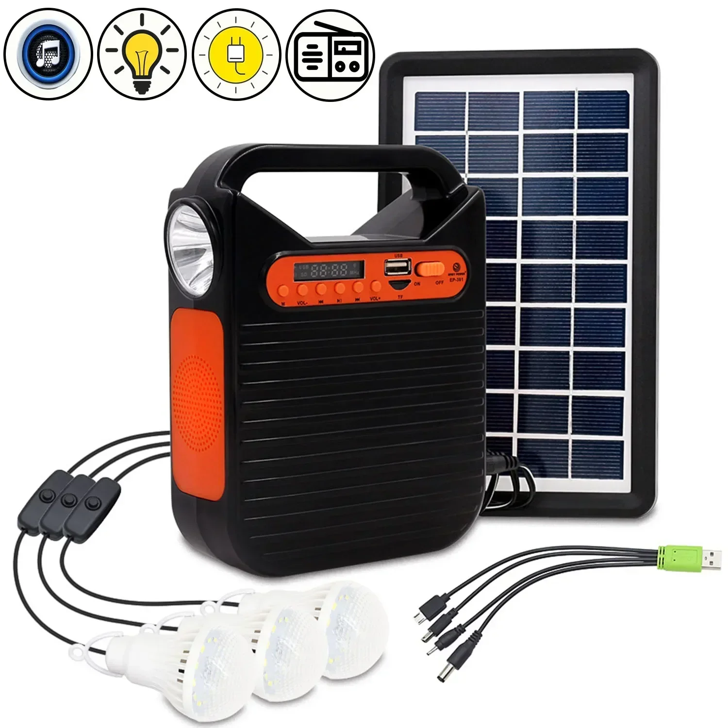 Emergency Supply Energy System,Portable Solar Generator Power Station,Storage Battery LED Light,Outdoor Radio,Bluetooth Speaker
Emergency Supply Energy System,Portable Solar Generator Power Station,Storage Battery LED Light,Outdoor Radio,Bluetooth Speaker