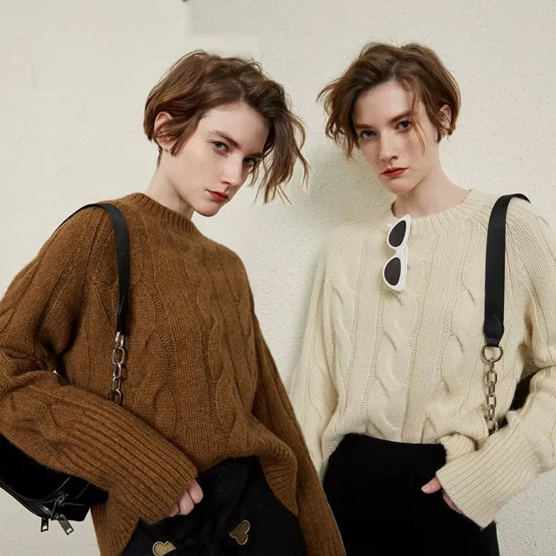 Women's Autumn And Winter New Thickened Isolated Twist Round Neck Pullover Knitted Sweater 100% Wool Temperament Casual Warm Top
Women's Autumn And Winter New Thickened Isolated Twist Round Neck Pullover Knitted Sweater 100% Wool Temperament Casual Warm Top