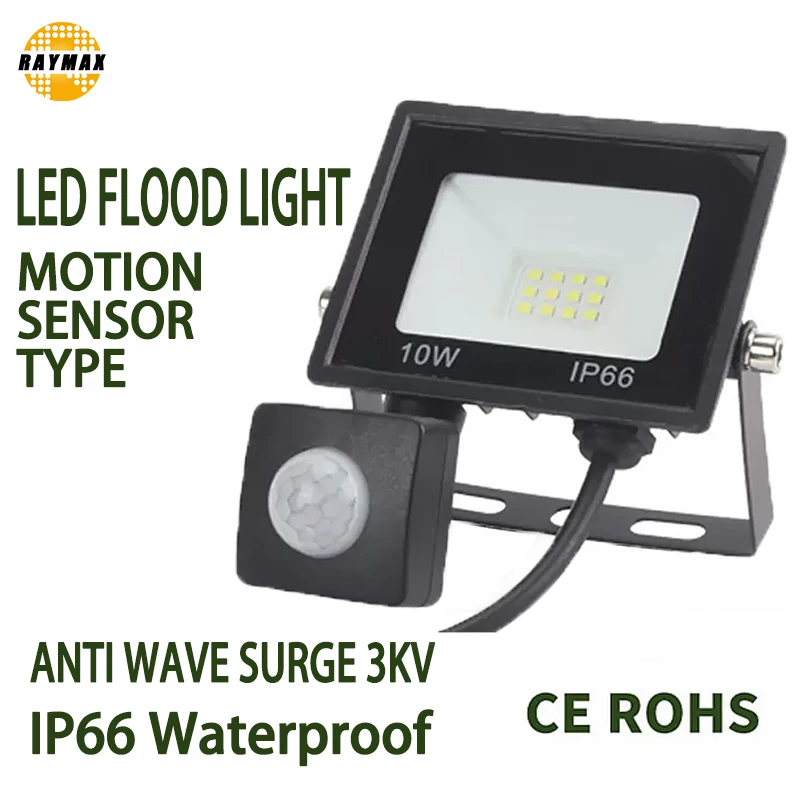 

LED PIR Motion Sensor Floodlight For 1PCS Outdoors Wall 220V White 10W IP66 Waterproof Lamps Garden LED Spotlight