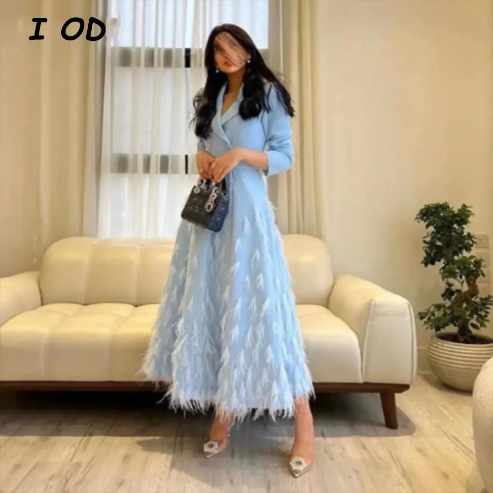 I OD Elegant V-Neck Evening Dresses Long Sleeves Feathers Ankle Length Pleat Party Formal Gown Vestidos De Gala Custom Made Arab
I OD Elegant V-Neck Evening Dresses Long Sleeves Feathers Ankle Length Pleat Party Formal Gown Vestidos De Gala Custom Made Arab