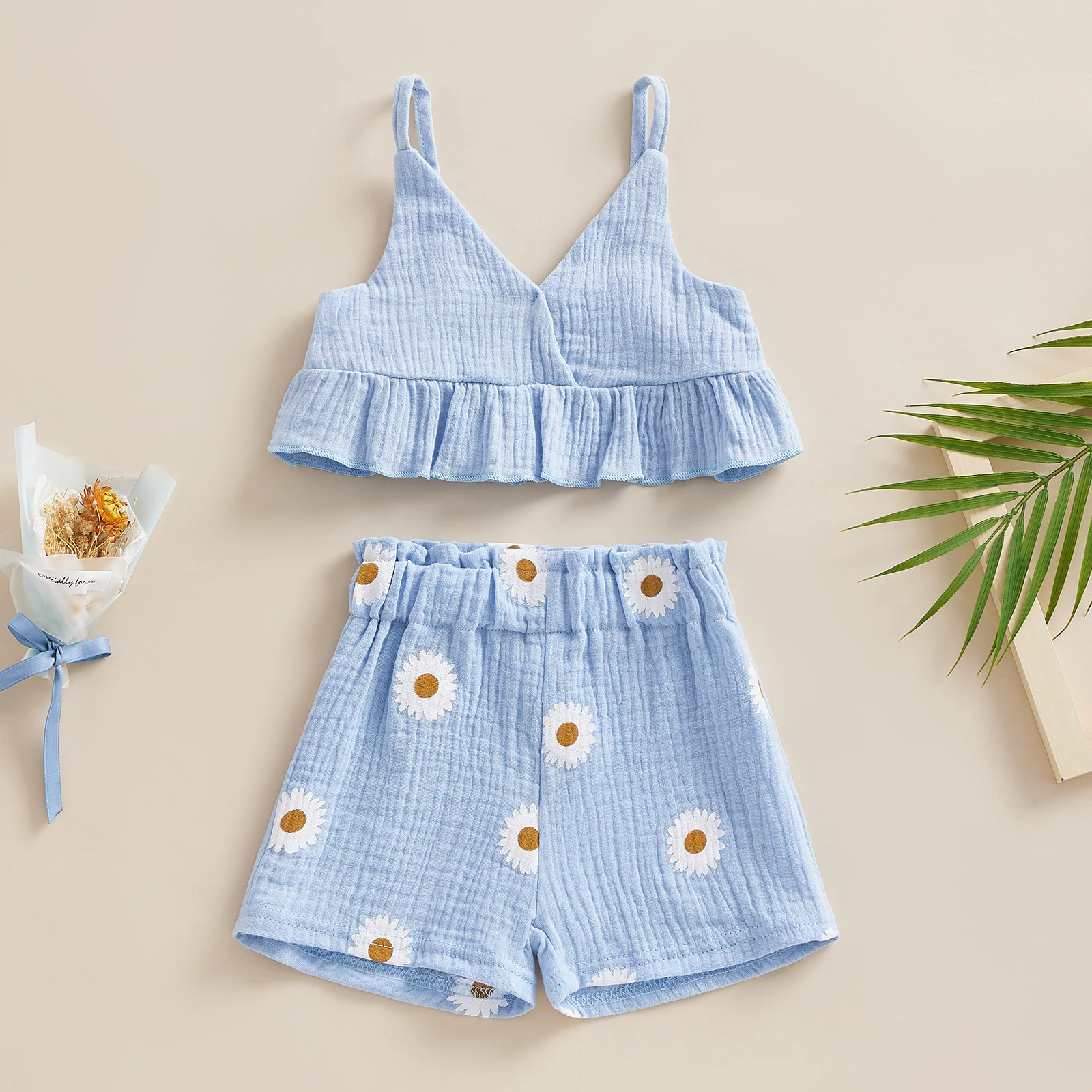 Toddler Baby Girls Summer Clothes Set Solid Color Ruffle V Neck Sling Vest Tops with Floral Print Shorts 2023 New Children Sets
Toddler Baby Girls Summer Clothes Set Solid Color Ruffle V Neck Sling Vest Tops with Floral Print Shorts 2023 New Children Sets