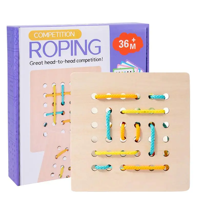 

Wooden Lacing Toy Wooden Educational Threading Activity Puzzles Montessori Early Development Fine Motor Skills Educational