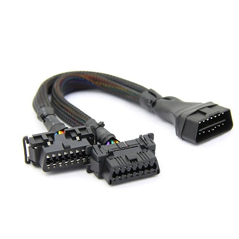

2X 2 IN 1 OBD2 Extension Cable OBDII Male To 2 Female Splitter Car Computer Connection Conversion Plug Socket 30CM