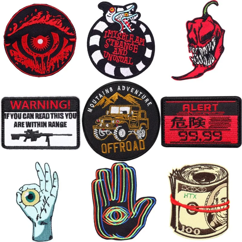 Punk Cartoon Eyes Hands Embroidered Patch Warning Danger Iron on Patches for Clothing Thermoadhesive Patch on Clothes Sew DIY
Punk Cartoon Eyes Hands Embroidered Patch Warning Danger Iron on Patches for Clothing Thermoadhesive Patch on Clothes Sew DIY