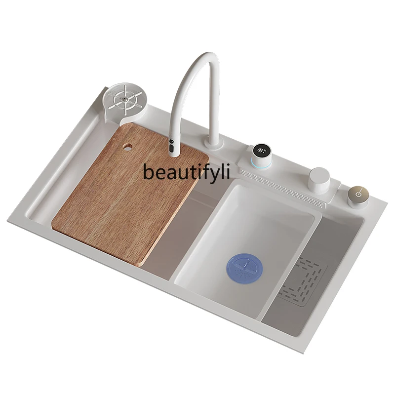 Waterfall Sink Digital Display White 304 Stainless Steel Large Single Sink Kitchen Vegetable Basin Domestic Sink Drop-in Sink
Waterfall Sink Digital Display White 304 Stainless Steel Large Single Sink Kitchen Vegetable Basin Domestic Sink Drop-in Sink