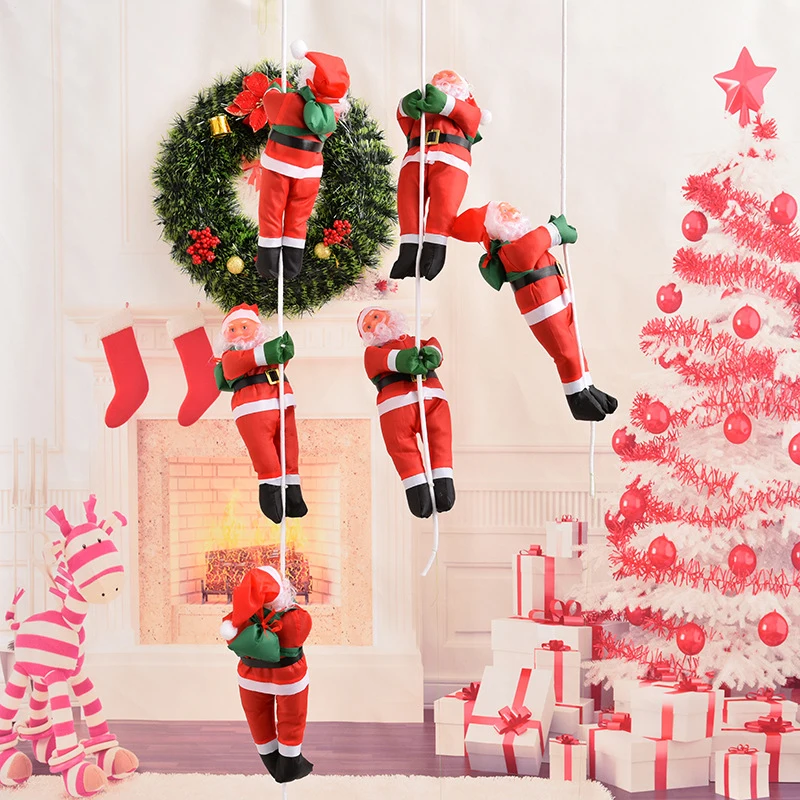 

30/40CM Climbing Rope Ladder Santa Claus Christmas Pendant Hanging Doll New Year Tree Decoration Ornament Outdoor Home Decor