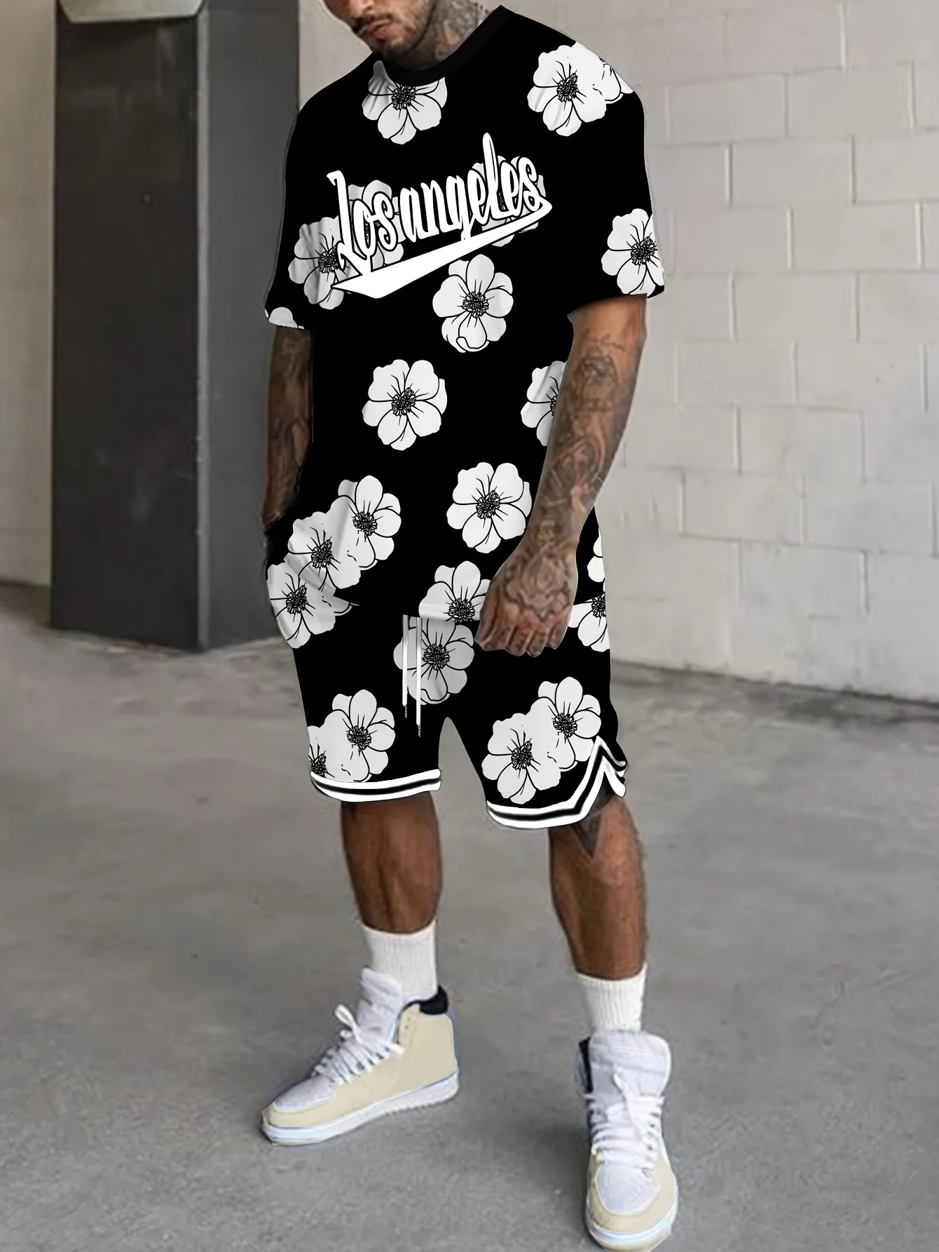 صيف 2025 مجموعة ملابس رجالية جديدة ثلاثية الأبعاد مطبوعة زهرة في الهواء الطلق مجموعة أزياء غير رسمية صيف 2025 مجموعة ملابس رجالية جديدة ثلاثية الأبعاد مطبوعة زهرة في الهواء الطلق مجموعة أزياء غير رسمية