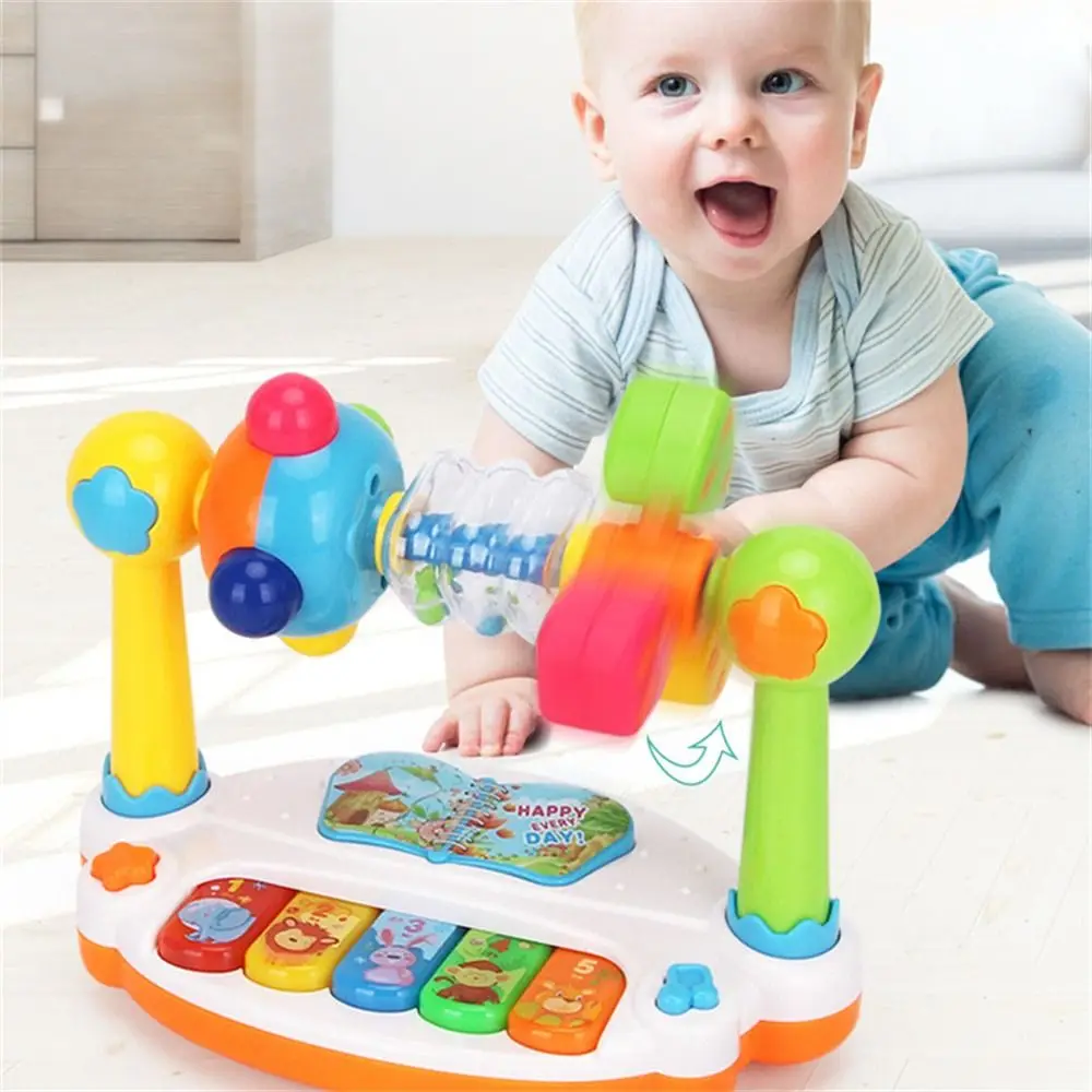 

with Light Sound Baby Piano Toys Rotating Bell Animals Sounding Rotating Music Piano Electric Flashing Baby Playing