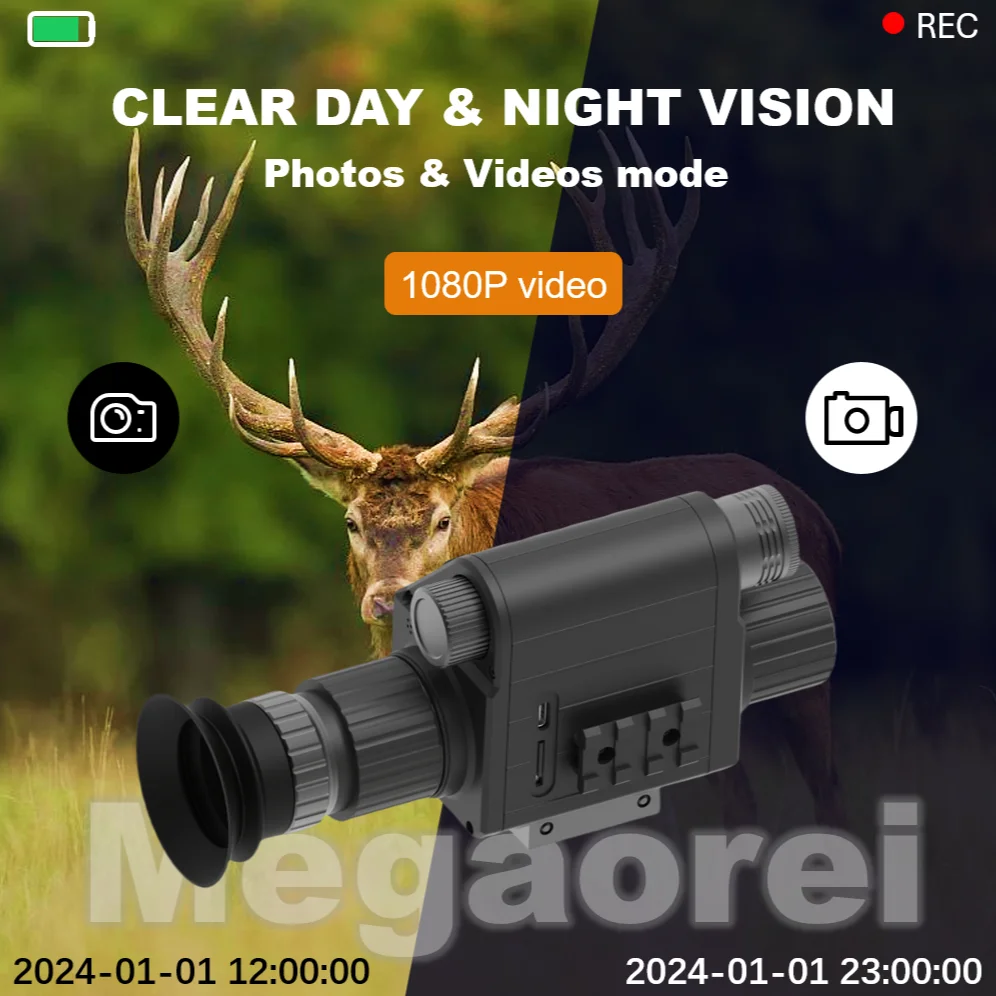 

Megaorei M5 Infrared Night Vision Scope 1080P Digital Night Vision Monocular 1-4X Zoom Built-in Optical Sight Scope