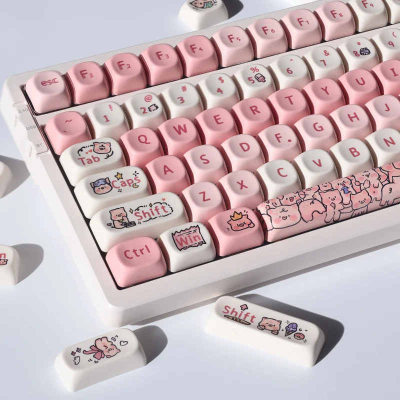 

Колпачок для клавиатуры MOA с милыми розовыми свиньями, подарок, колпачок для клавиш с 139 клавишами PBT, креативный колпачок для клавиатуры «сделай сам» на 61/64/84/87/104/108 механические колпачки для клавиатуры