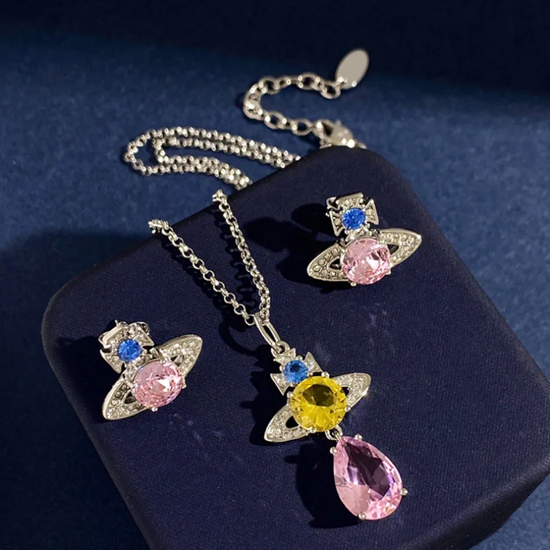 Donia Jewelry Europe and America fashion Planet pendant titanium steel micro - inlaid colorful zircon luxury necklace earrings
Donia Jewelry Europe and America fashion Planet pendant titanium steel micro - inlaid colorful zircon luxury necklace earrings