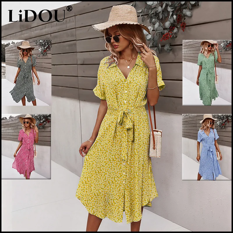 Женское платье с коротким рукавом и цветочным принтом, повседневное элегантное пляжное платье-туника в стиле Харадзюку, лето 2022
Женское платье с коротким рукавом и цветочным принтом, повседневное элегантное пляжное платье-туника в стиле Харадзюку, лето 2022