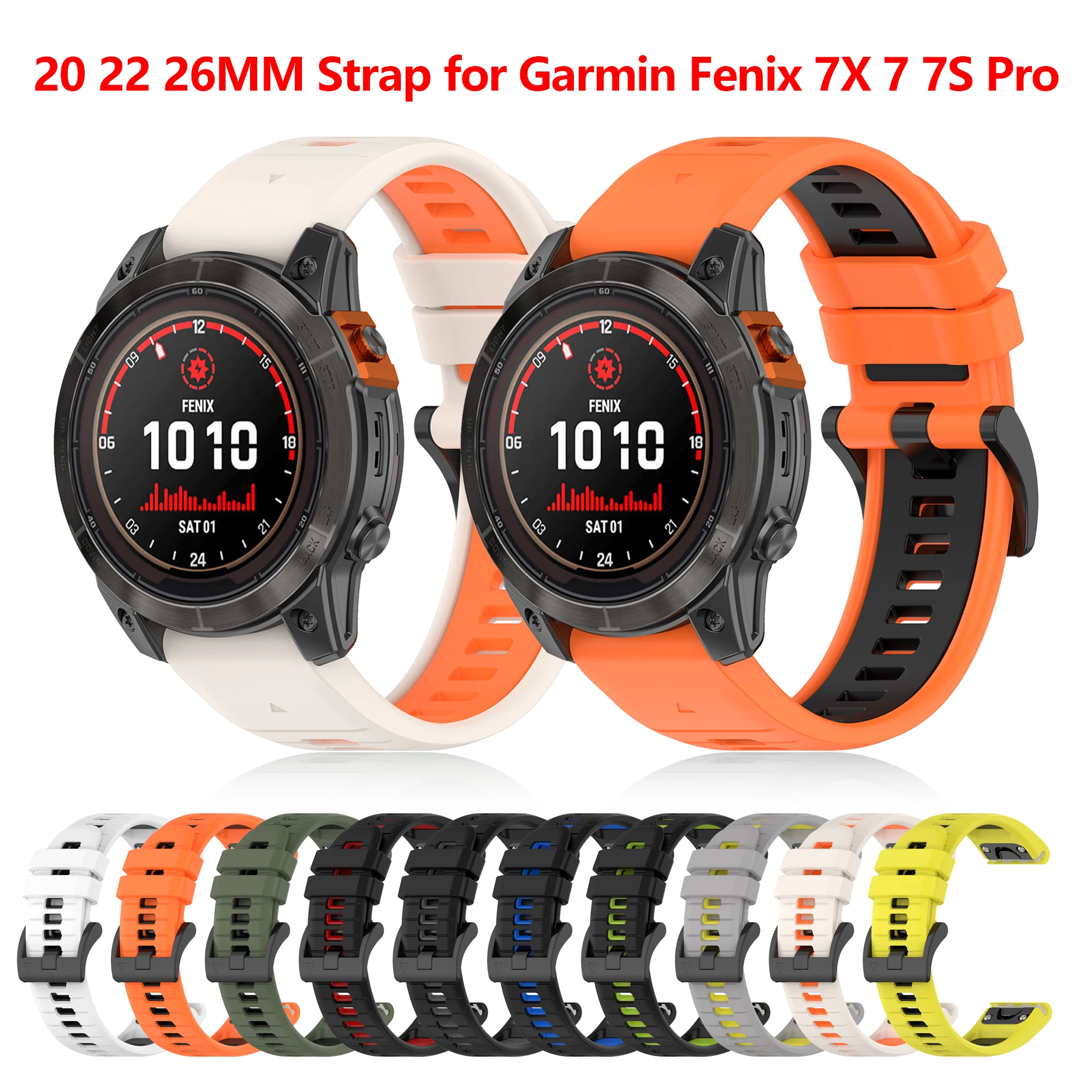 

26 22 20mm Silicone Strap for Garmin Fenix 7X 7 7S Pro 6X 6 6S Pro 5X 5 5S plus 3 3HR D2 945 965 MK1 MK2 Epix Pro Gen2 Bracelet