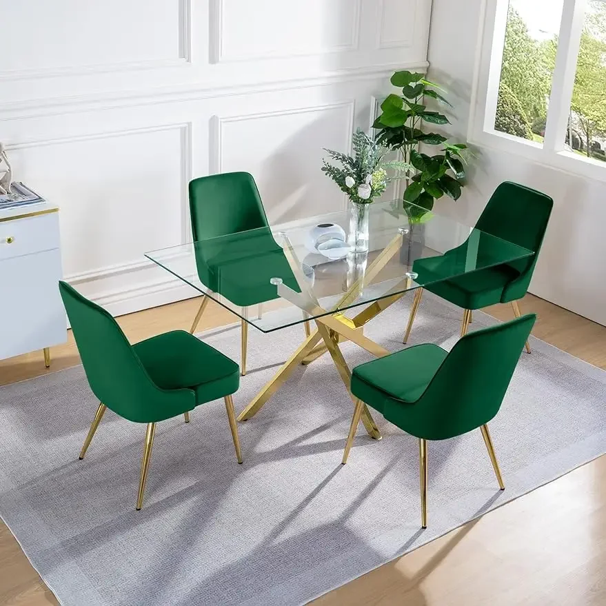 Velvet Dining Chairs Sets of 4 Upholstered Mid-Century Modern Desk Comfy Side Chair with Gold Legs for Kitchen Living Room Green
Velvet Dining Chairs Sets of 4 Upholstered Mid-Century Modern Desk Comfy Side Chair with Gold Legs for Kitchen Living Room Green