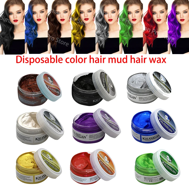 

Hair Coloring 9 Color Fashion Temporary Color Dye Mud Salon Hair Wax Cream Styling Modeling Pomade Sliver Grandma Green Hair Dye