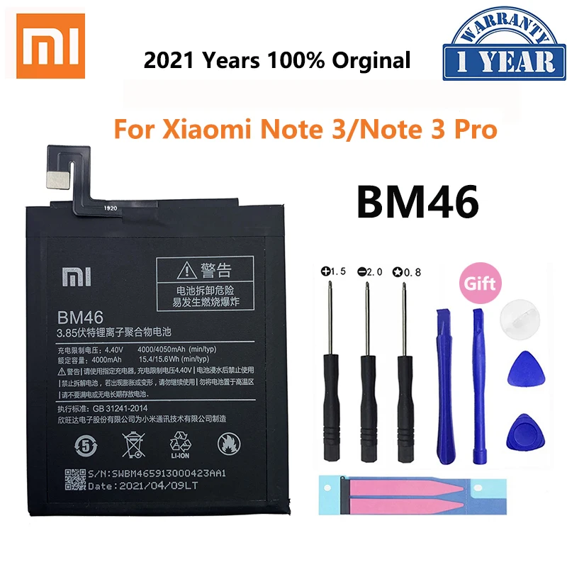 100% Оригинальный аккумулятор реальной емкости 4050 мАч Φ BM46 для Xiaomi Redmi Note 3 Note3 Pro/Prime