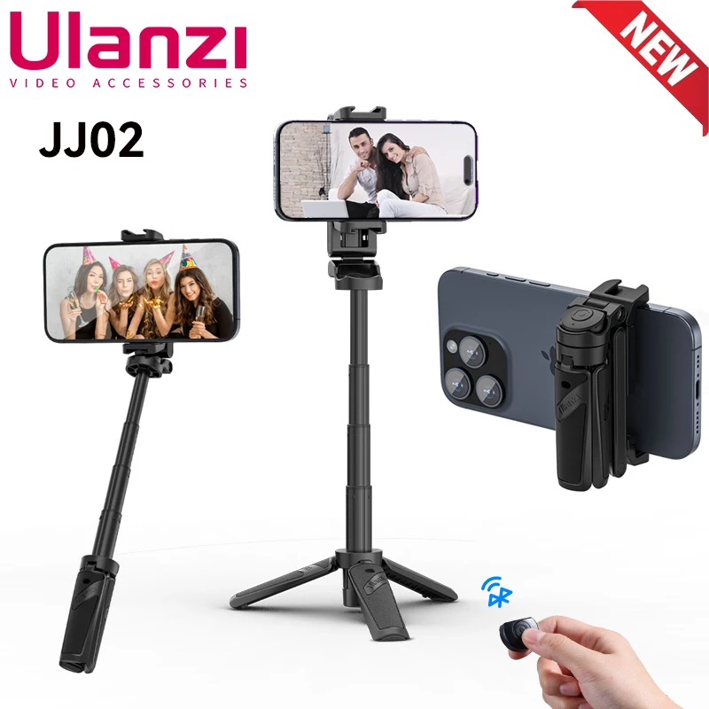 

Беспроводной штатив для селфи Ulanzi JJ02 с дистанционным управлением по Bluetooth, портативный складной монопод для смартфона с ручкой-усилителем