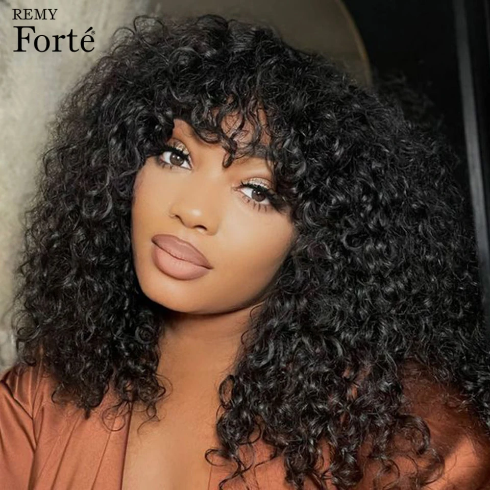 

Jerry Curly Bob Human Hair Wigs With Bang Glueless lace Wig Short Bob Wigs For Women Human Hair Full Machine Made Wigs With Bang