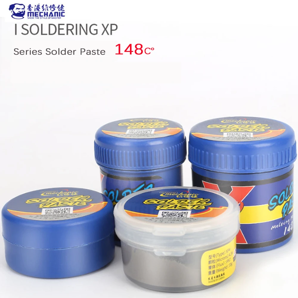 MECHANIC Original Solder Tin Paste 148℃ Melting Point Welding Flux Soldering Cream Repair PCB BGA CPU LED Rework Tools 
MECHANIC Original Solder Tin Paste 148℃ Melting Point Welding Flux Soldering Cream Repair PCB BGA CPU LED Rework Tools
