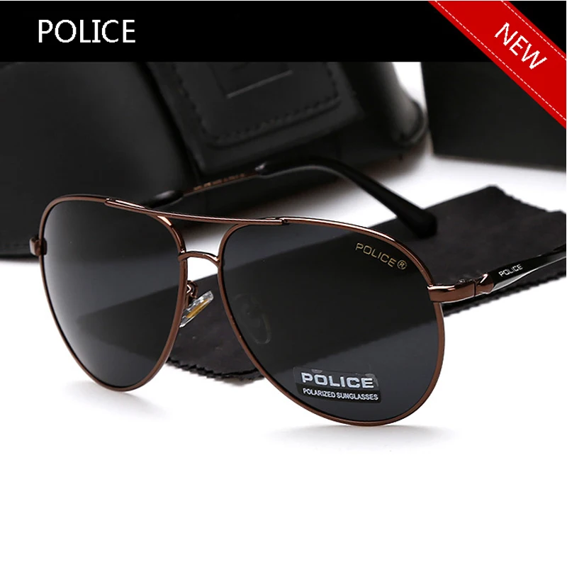 

POLICE Luxury Pilot Male Polarized Sunglasses Lenses Silver Black Sun Glass UV400 Outdoor Men's Glasses Des Lunettes De Soleil