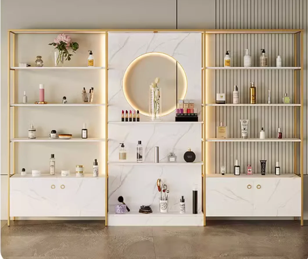 

Beauty salon product display cabinet Nail beauty makeup skin care products cosmetic store display cabinet light luxury zone ligh