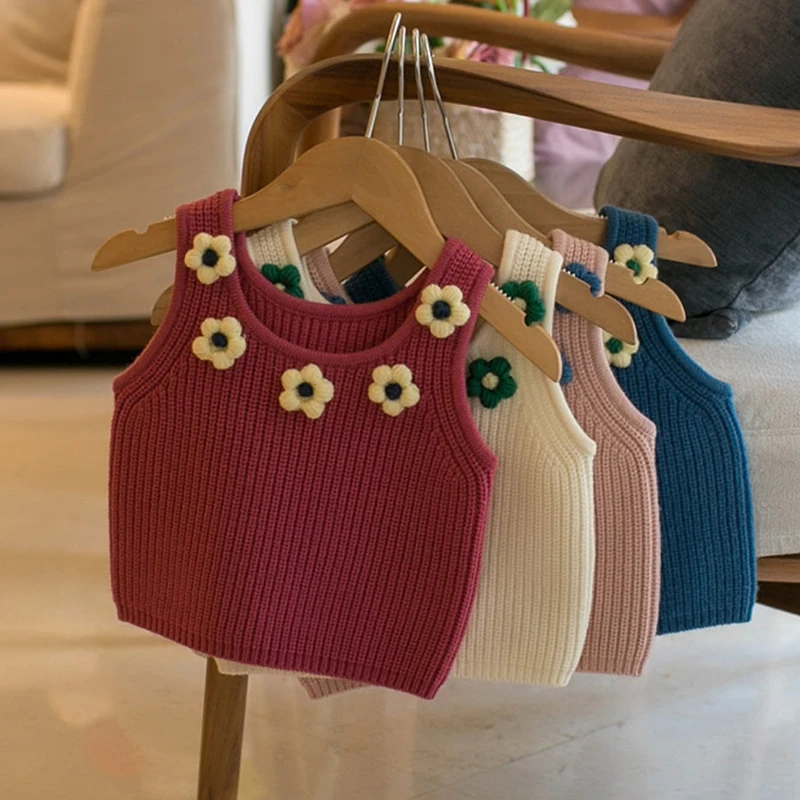 2023 Spring Children's Sweater Vest Baby Girls' Candy Color Five Blossom Suspender Vest Versatile Sweater Vest Top For Girls
2023 Spring Children's Sweater Vest Baby Girls' Candy Color Five Blossom Suspender Vest Versatile Sweater Vest Top For Girls