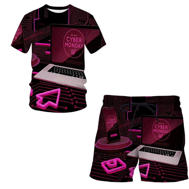 New Summer Fashion Men's Mobile technology 2 Piece Set Tracksuits Casual Short Sleeves T-shirt+shorts Pants Suits Camisetas Ropa
New Summer Fashion Men's Mobile technology 2 Piece Set Tracksuits Casual Short Sleeves T-shirt+shorts Pants Suits Camisetas Ropa