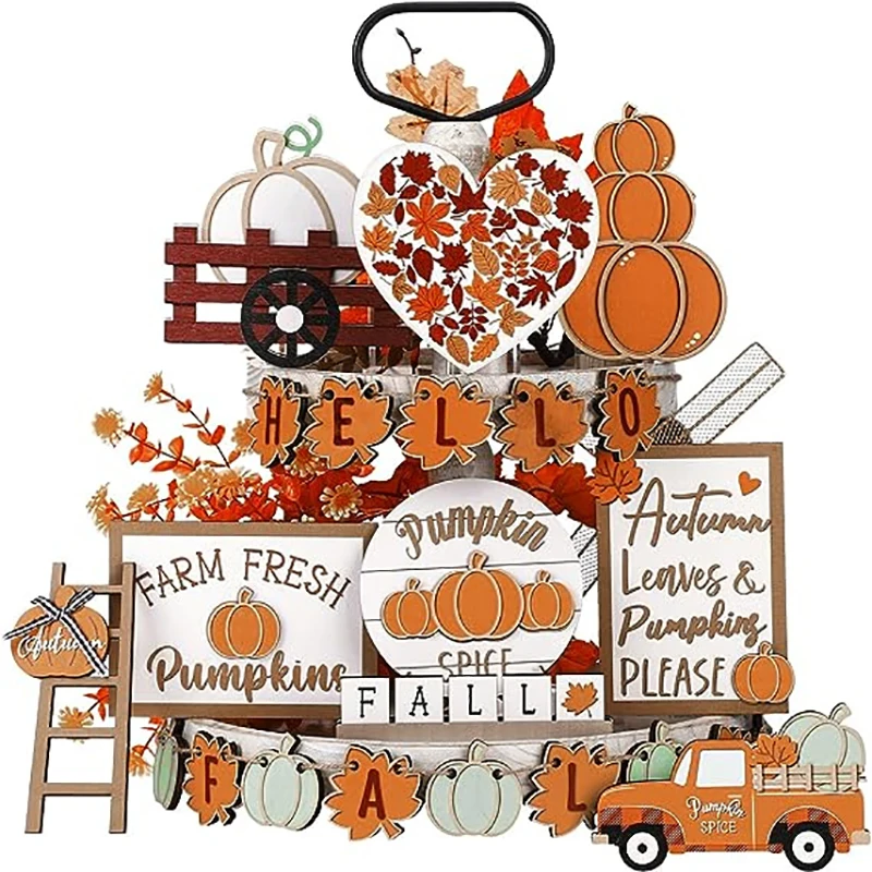 Fall Tiered Tray Decor Set Thanksgiving Pumpkin Maple Leaf Truck Rustic Farmhouse Wooden Set For Home Christmas Decorations
Fall Tiered Tray Decor Set Thanksgiving Pumpkin Maple Leaf Truck Rustic Farmhouse Wooden Set For Home Christmas Decorations