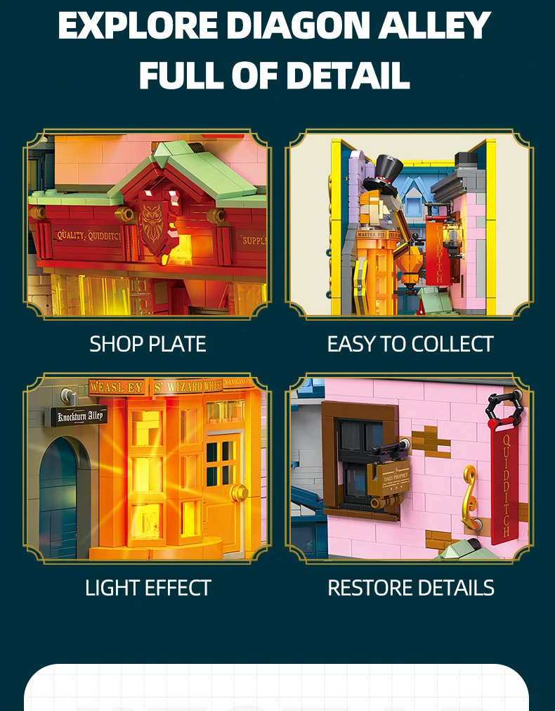 1940PCS Diagon Alley Book Building Blocks Classic Movie Scene Magic Bookstore Model Bricks Desktop Decoration Kids DIY Toys Gift 1940PCS Diagon Alley Book Building Blocks Classic Movie Scene Magic Bookstore Model Bricks Desktop Decoration Kids DIY Toys Gift