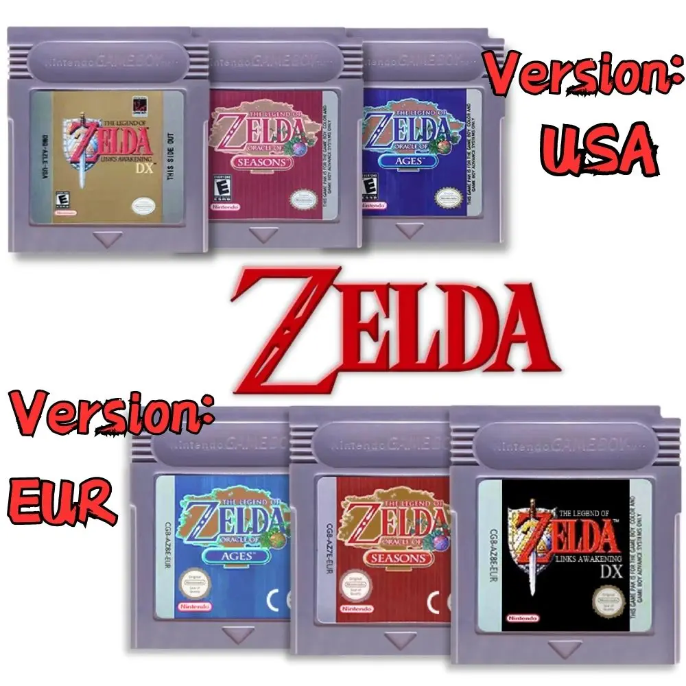 

Zelda Game Cartridge 16 Bit Game Console Card GBC for Oracle of Ages DX Links Awakening Nostalgic Game Collection Cards