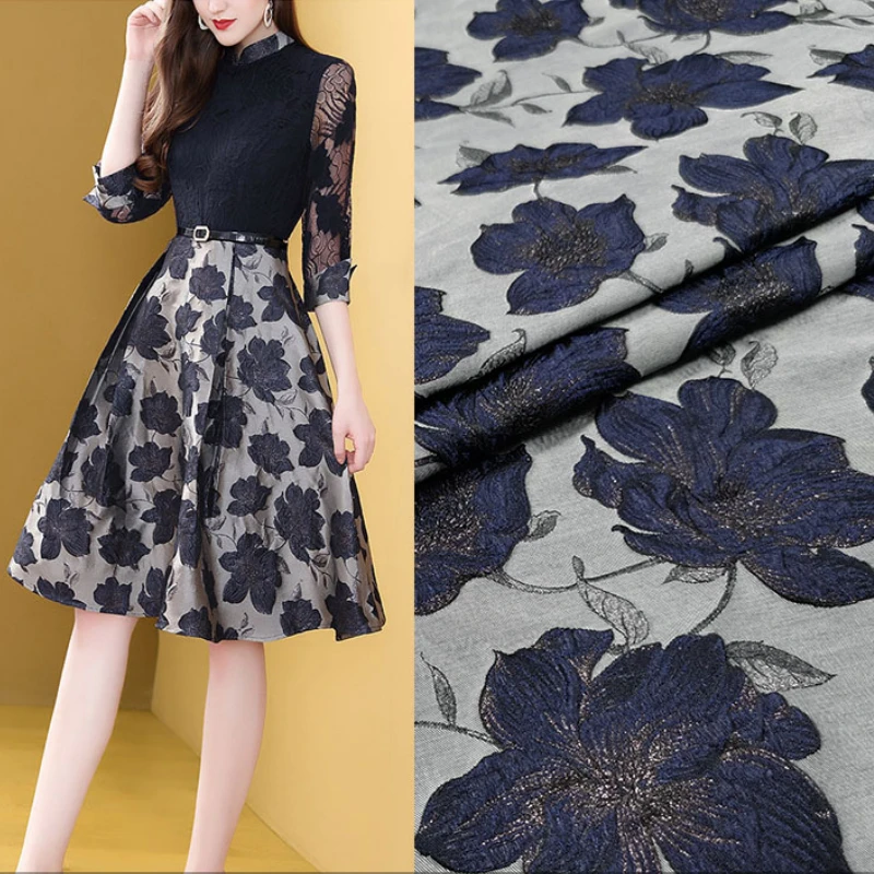 

Jacquard Fabric Vintage Rose Diy Sewing Material Dress Trench Coat Brand Fashion Design Fabrics Per Meter Wholesale Cloth