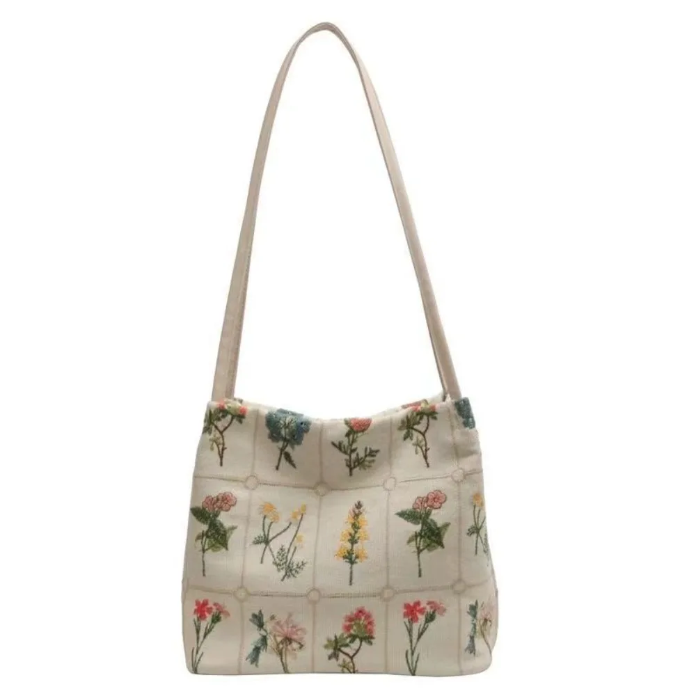 New Large Capacity Embroidered Tote Bag Embroidered Print Soft Polyester Lining Shoulder Bag Versatile Bucket Bag Daily Use New Large Capacity Embroidered Tote Bag Embroidered Print Soft Polyester Lining Shoulder Bag Versatile Bucket Bag Daily Use