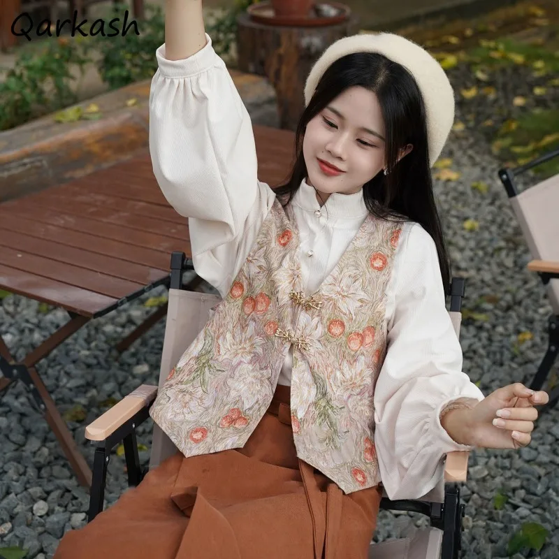 Chic Chinese Style Floral Pattern Vests Women Fashion Loose Leisure All-match Young Sweet Sleeveless Coats Girls Popular Ins New
Chic Chinese Style Floral Pattern Vests Women Fashion Loose Leisure All-match Young Sweet Sleeveless Coats Girls Popular Ins New