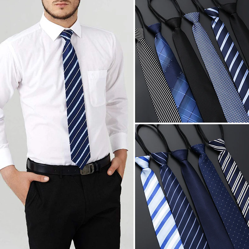 

Zipper Men's Tie Fashio Mens Jacquard Necktie Lazy Cravat Classic Fashion Wedding Party Gift Daily Wear Black Grey Suit Neckties