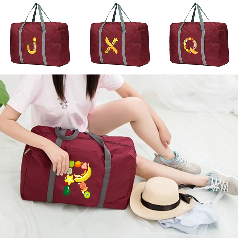 Travel Bag Unisex Foldable Handbags Organizer Large Capacity Portable Luggage Bag Fruit Letter Name Pattern Travel Accessories 
Travel Bag Unisex Foldable Handbags Organizer Large Capacity Portable Luggage Bag Fruit Letter Name Pattern Travel Accessories