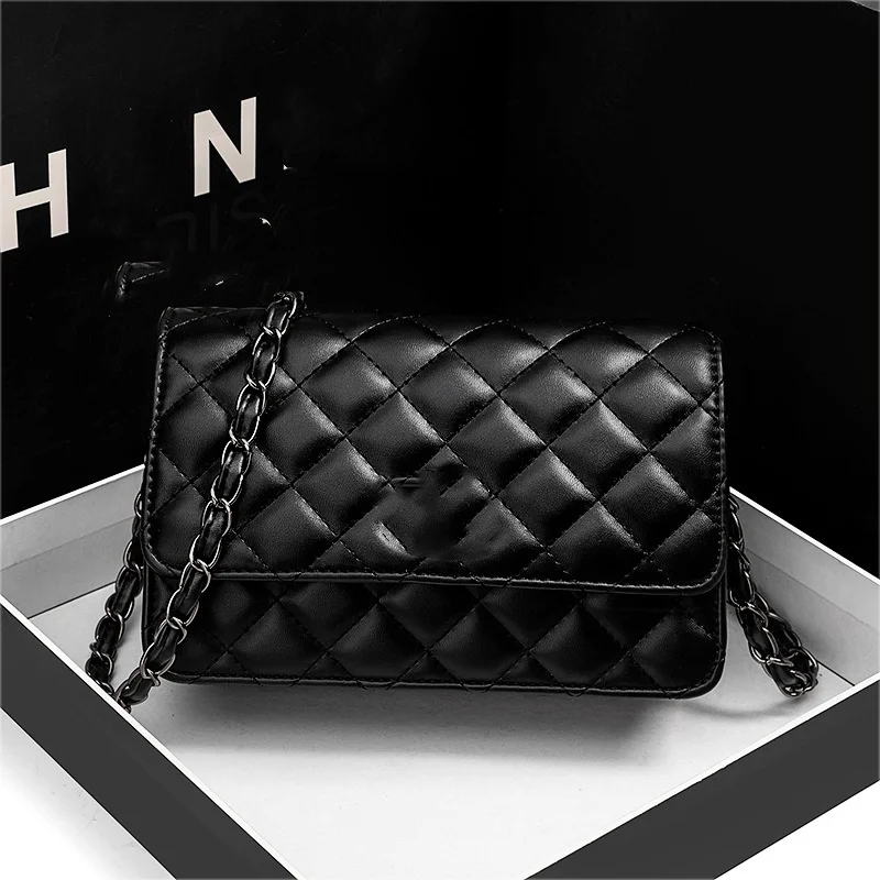 

Leather Small Bag Female Crossbody Mini Sheepskin Small Square Bag Diamond Lattice Chain Bag Korean Version Shoulder Bag