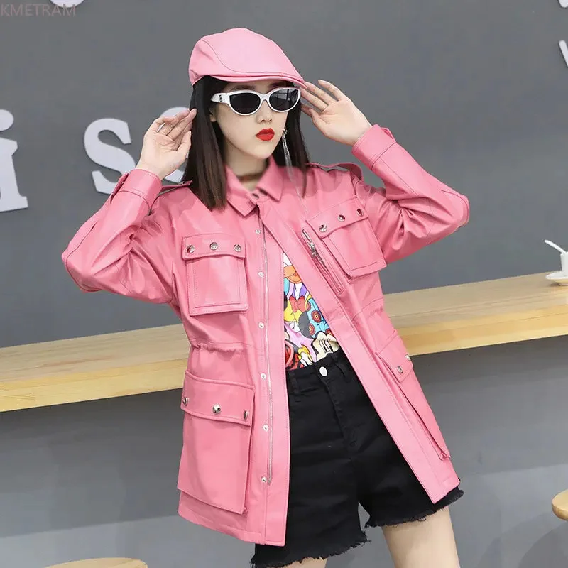 Genuine Sheepskin Jacket Women Loose Real Coat Korean Fashion Pink Leather Jackets Woman Streetwear Chaquetas
Genuine Sheepskin Jacket Women Loose Real Coat Korean Fashion Pink Leather Jackets Woman Streetwear Chaquetas
