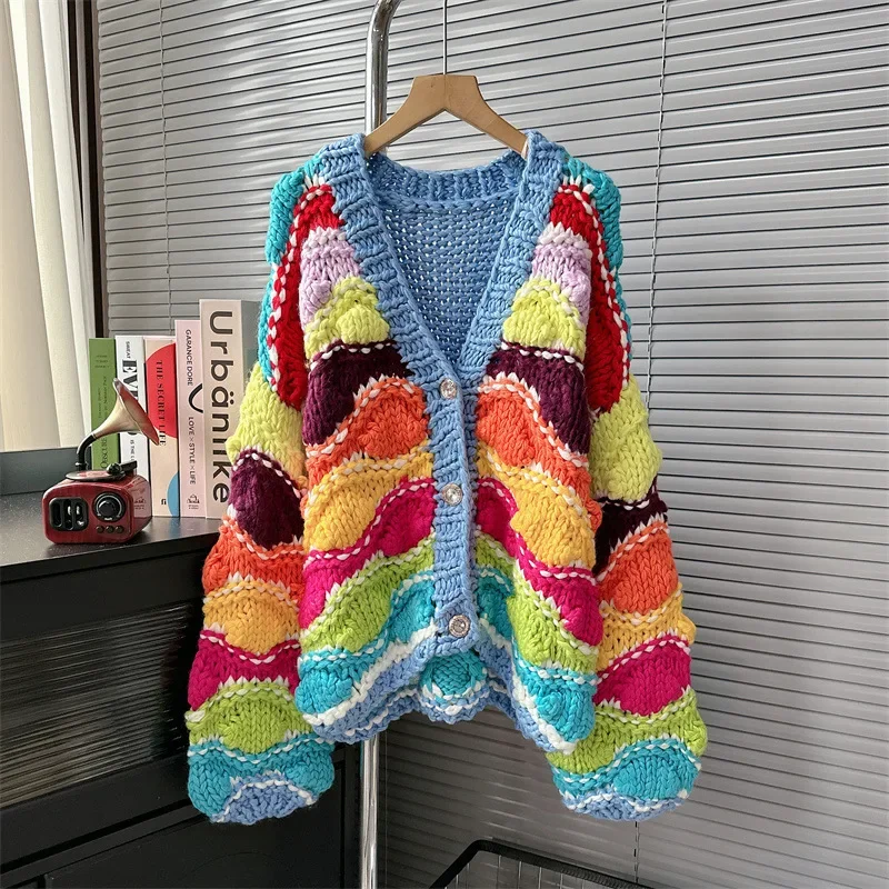 SuperAen Pure Handmade Woven Color Patchwork Sweater Jacket 2023 Autumn/winter New Loose korean Style Knitted Cardigan Sweater
SuperAen Pure Handmade Woven Color Patchwork Sweater Jacket 2023 Autumn/winter New Loose korean Style Knitted Cardigan Sweater