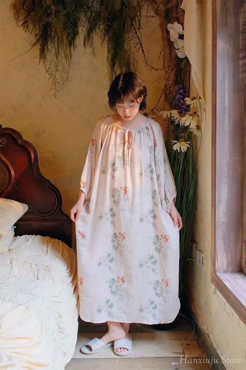 Hanxiuju Vintage Long Sleeve Nightgowns For Women Soft Viscose Cotton Nightwear Ladies Elegant Dress Spring Autumn 27 S6670840f9876428b960d8741f2201556y