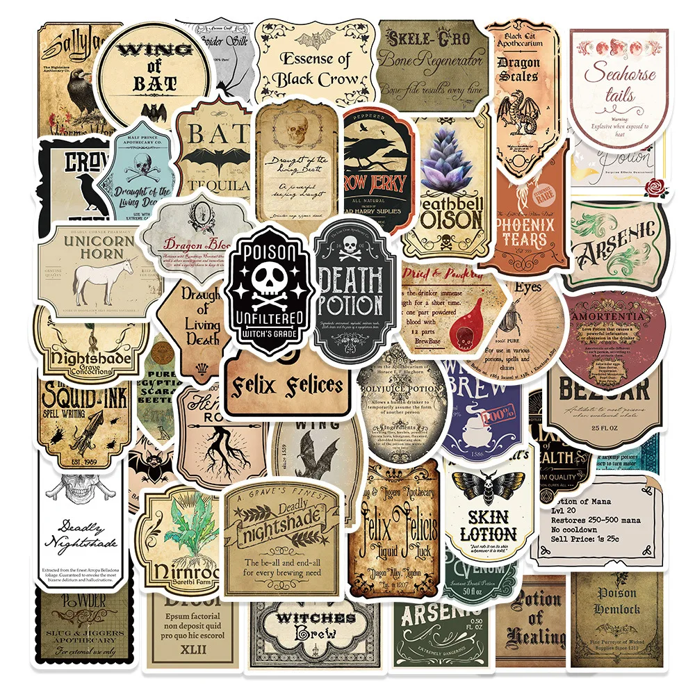 10/50Pcs Cartoon Potion Label Graffiti Stickers DIY Notebook Luggage Refrigerator Stationery Phone Waterproof Decals Kids Toy
10/50Pcs Cartoon Potion Label Graffiti Stickers DIY Notebook Luggage Refrigerator Stationery Phone Waterproof Decals Kids Toy