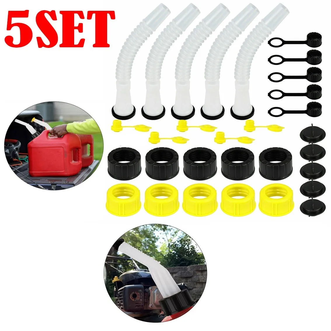 Accessories Gas Can Spout Plastic Replacement Screw Collar Cap Stopper Cap Trimmer 5 Sets For Garden Machinery
Accessories Gas Can Spout Plastic Replacement Screw Collar Cap Stopper Cap Trimmer 5 Sets For Garden Machinery