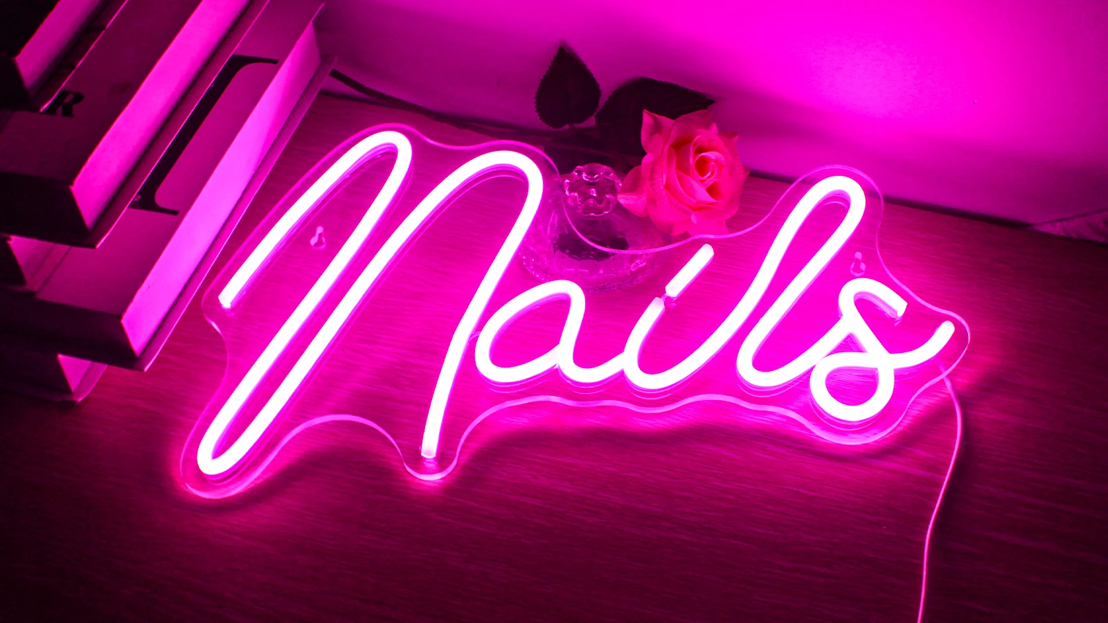Generic Nails Neon Sign Led Pink Neon Light Up Signs For Wall Decor Usb