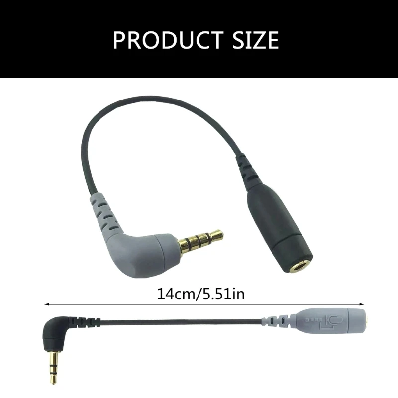 TRS to TRRS Microphone Cable 3.5mm Female to Male Right Angle Adapter Cable Wireless Mic Cord for RODE SC3/SC4 TRS to TRRS Microphone Cable 3.5mm Female to Male Right Angle Adapter Cable Wireless Mic Cord for RODE SC3/SC4
