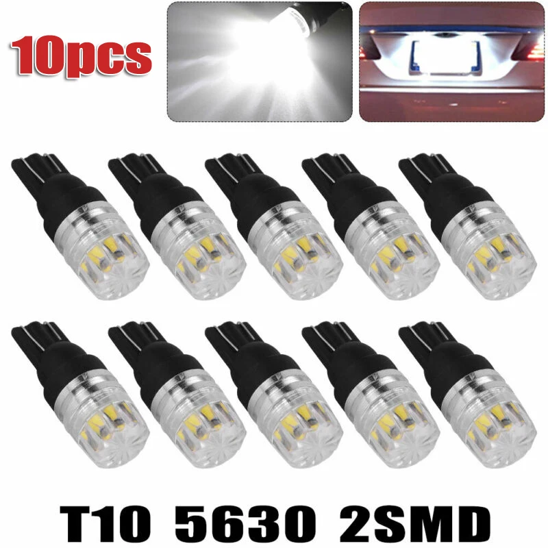

10Pcs T10 Base Led Bulb 12V 2SMD LED High Power Dome Map License Light Bulbs W5W 168 194 2825 6000K White High-power Automobile