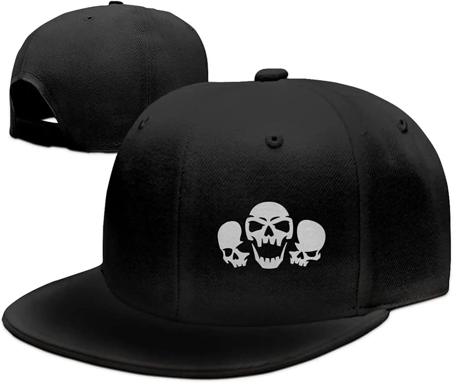 

Black Skull Snapback Hat for Men Boys Baseball Cap Adjustable Funny Flat Bill Dad Trucker Caps Fitted Fashion Hip Hop Hats