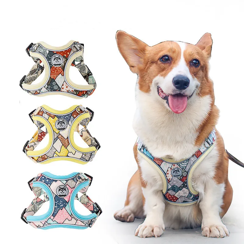 

Cute Printed Adjustable Harness Chihuahua French Bulldog Puppy Cat Harness Pet Small Dog Vest For Pug Yorkie Walking Training