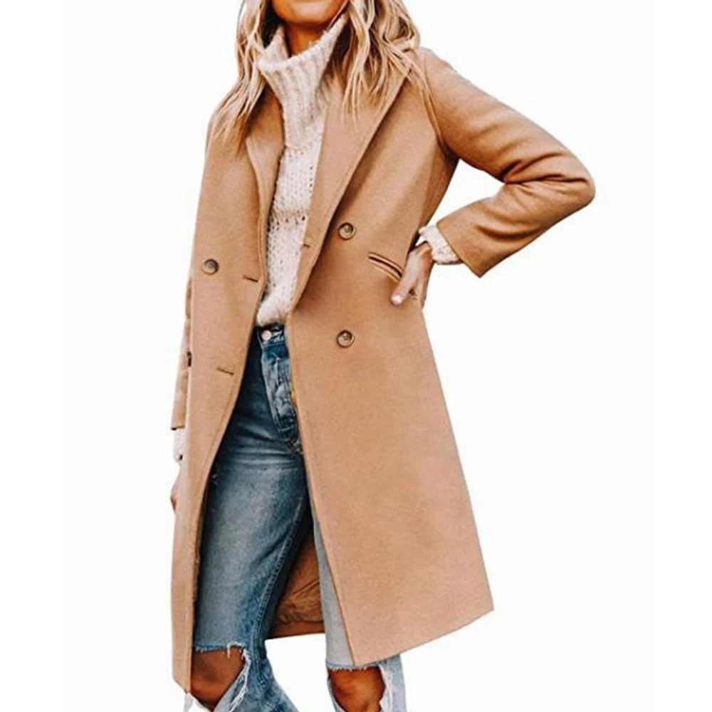 Wepbel Woolen Coats Long Sleeve Autumn Double Breasted Overcoats Women's Mid-Length Coat Solid Color Jackets Winter Fashion Coat
Wepbel Woolen Coats Long Sleeve Autumn Double Breasted Overcoats Women's Mid-Length Coat Solid Color Jackets Winter Fashion Coat