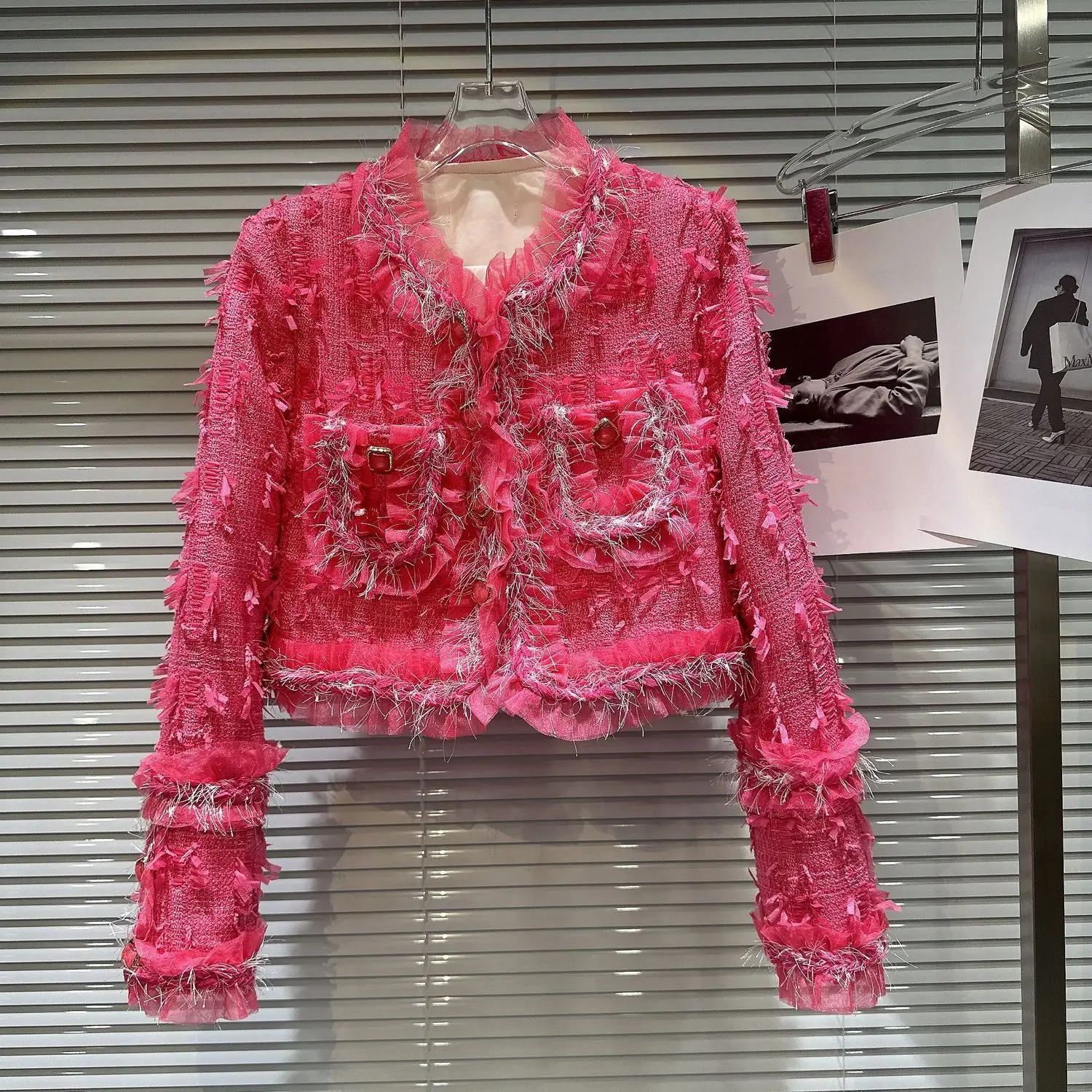 Fashion Lady Tassel O-nek Rose Pink Jackets 2023 New Spring Autumn Elegant Knitted Cardigans Coat Mesh Splicing Women Outwear
Fashion Lady Tassel O-nek Rose Pink Jackets 2023 New Spring Autumn Elegant Knitted Cardigans Coat Mesh Splicing Women Outwear